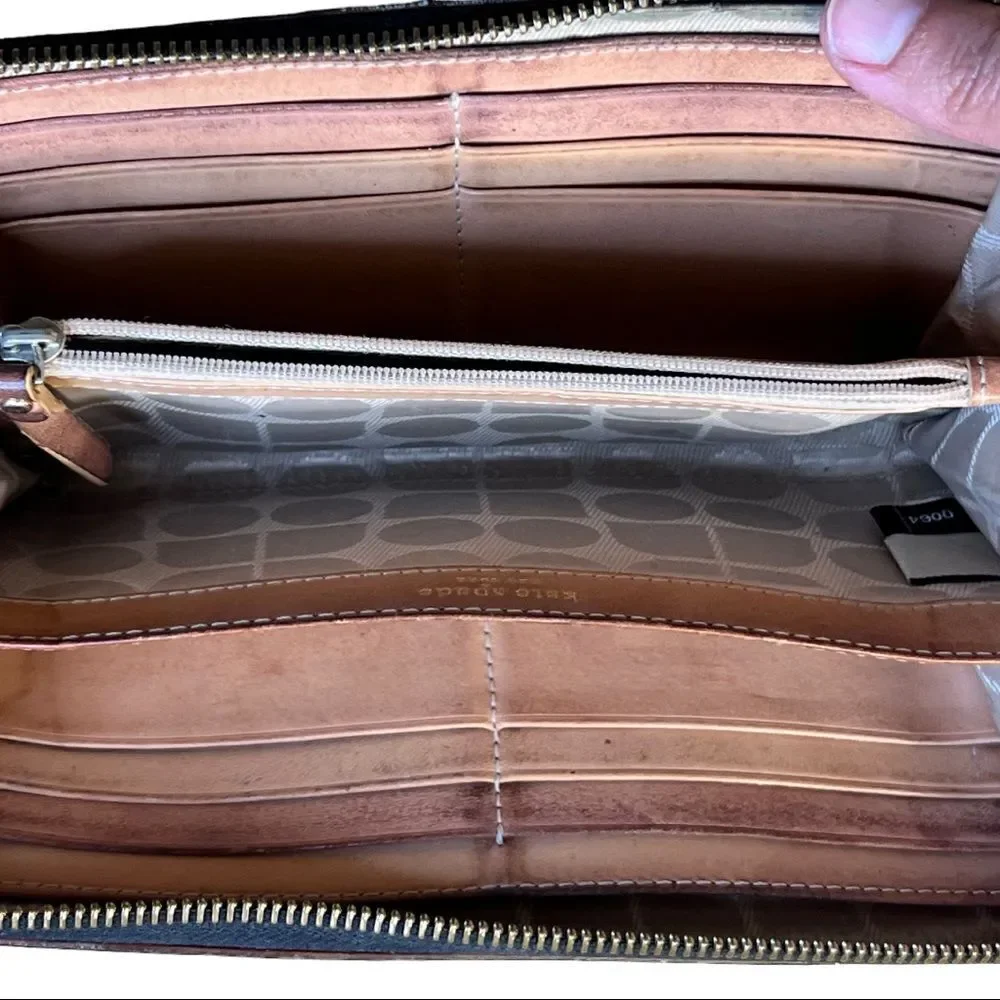 Kate Spade New York Black Patent Leather Zip Around Wallet